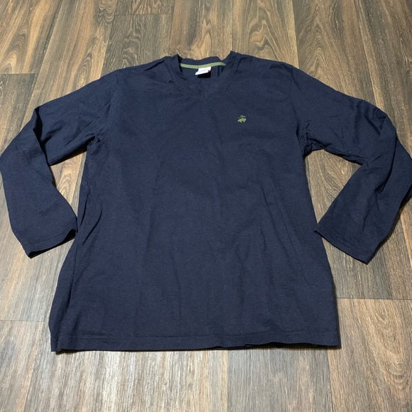 Brooks Brothers Men's Navy, Long Sleeve V-Neck, Logo Embroidered Size M - Picture 1 of 5